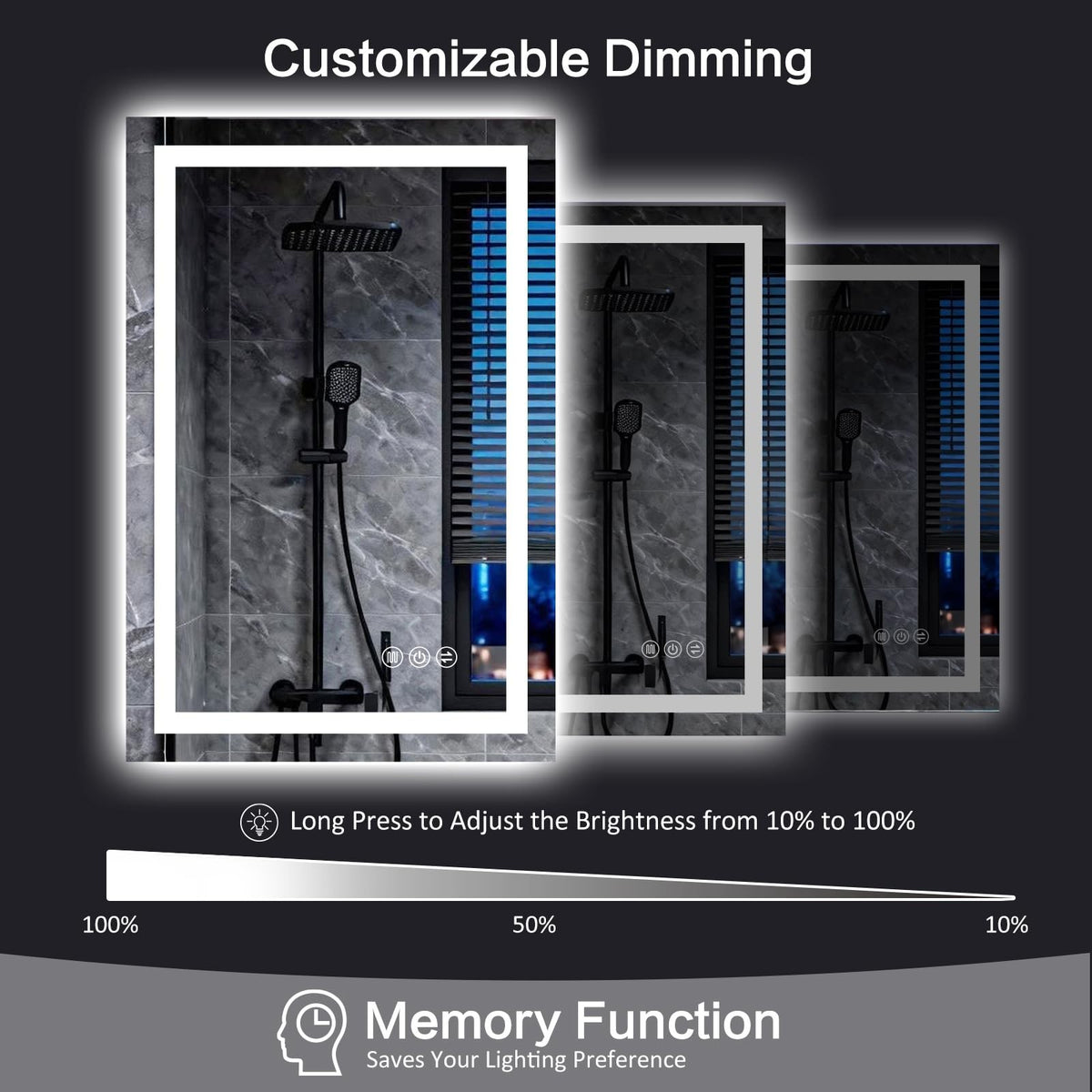 24x32 Inch LED Bathroom Mirror with Lights, Anti-Fog Wall Vanity Mirror