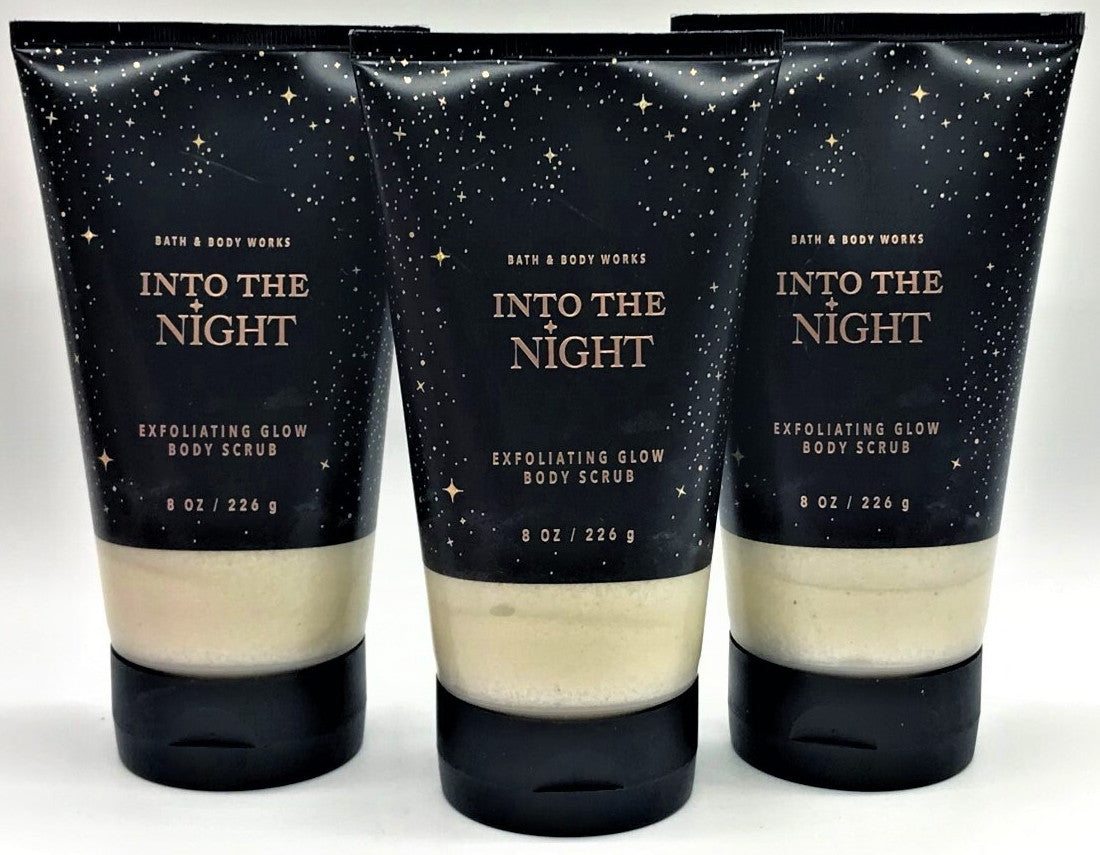 x3 Bath & Body Works Scrub INTO THE NIGHT Exfoliating Glow THREE PACK