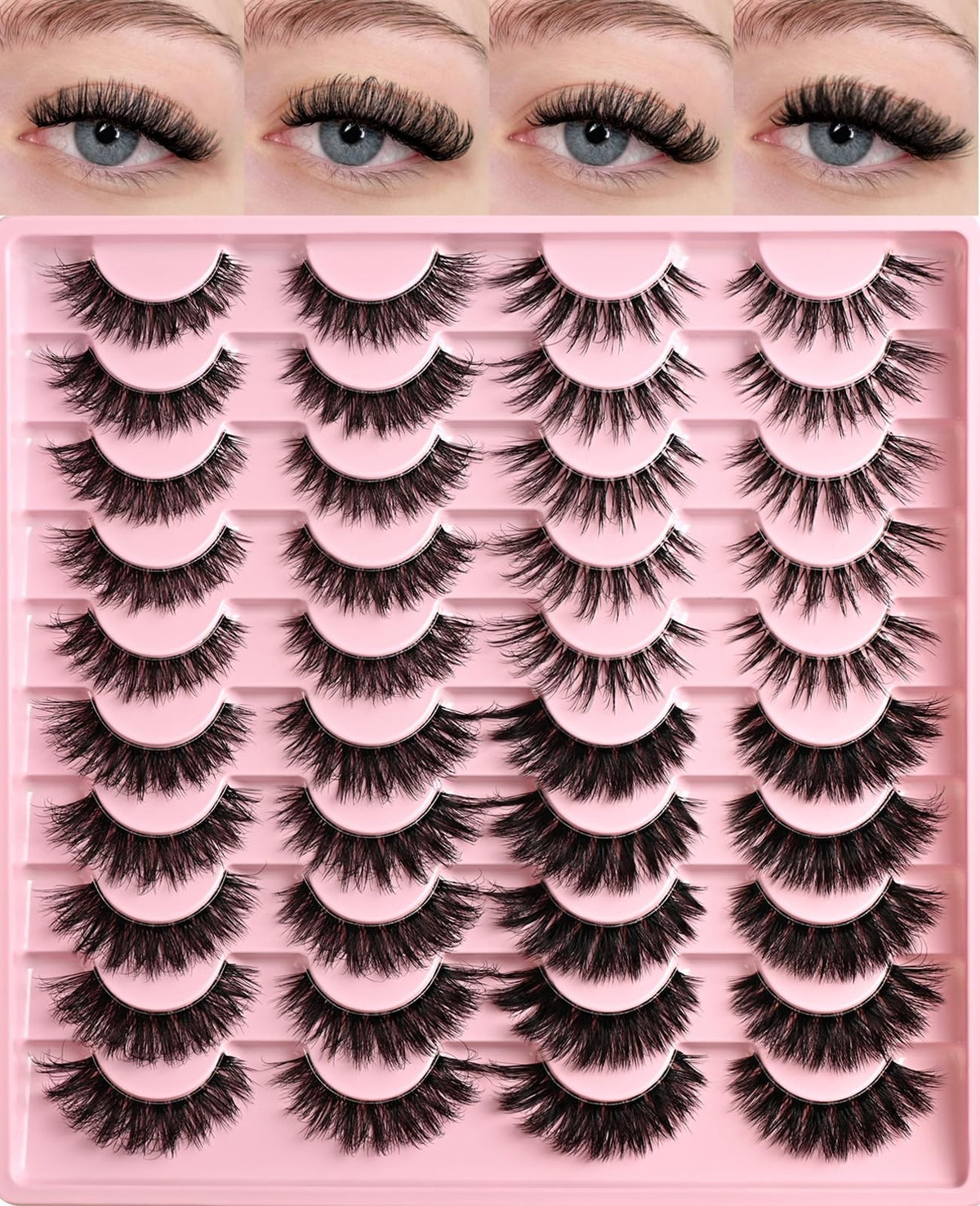 Wispy False Eyelashes 4 Styles, 20 Pairs - Natural Cat Eye Look