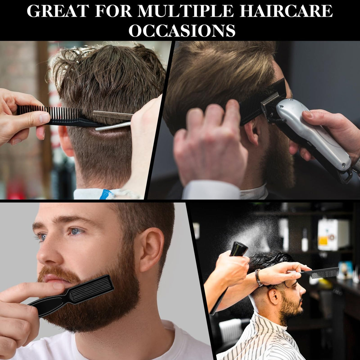 Professional Barber Hair Comb Set with Spray Bottle & Grooming Tools, 9 Pieces