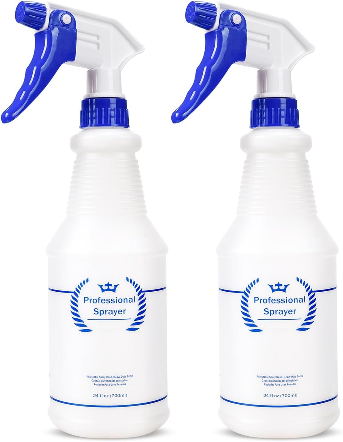 All-Purpose 24 Oz Plastic Spray Bottles - Chemical Resistant Leak-Proof Mister Set