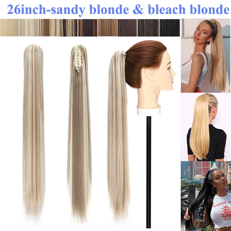 Thick Ponytail Hair Extension with Claw Clip - Wavy Curly Synthetic Hair
