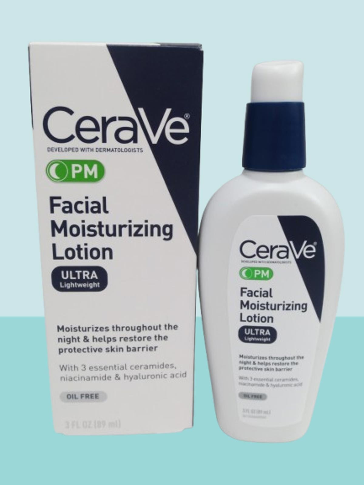 CERAVE PM FACIAL MOISTURIZING LOTION ULTRA LIGHWEIGHT 3 OZ BOXED LOT