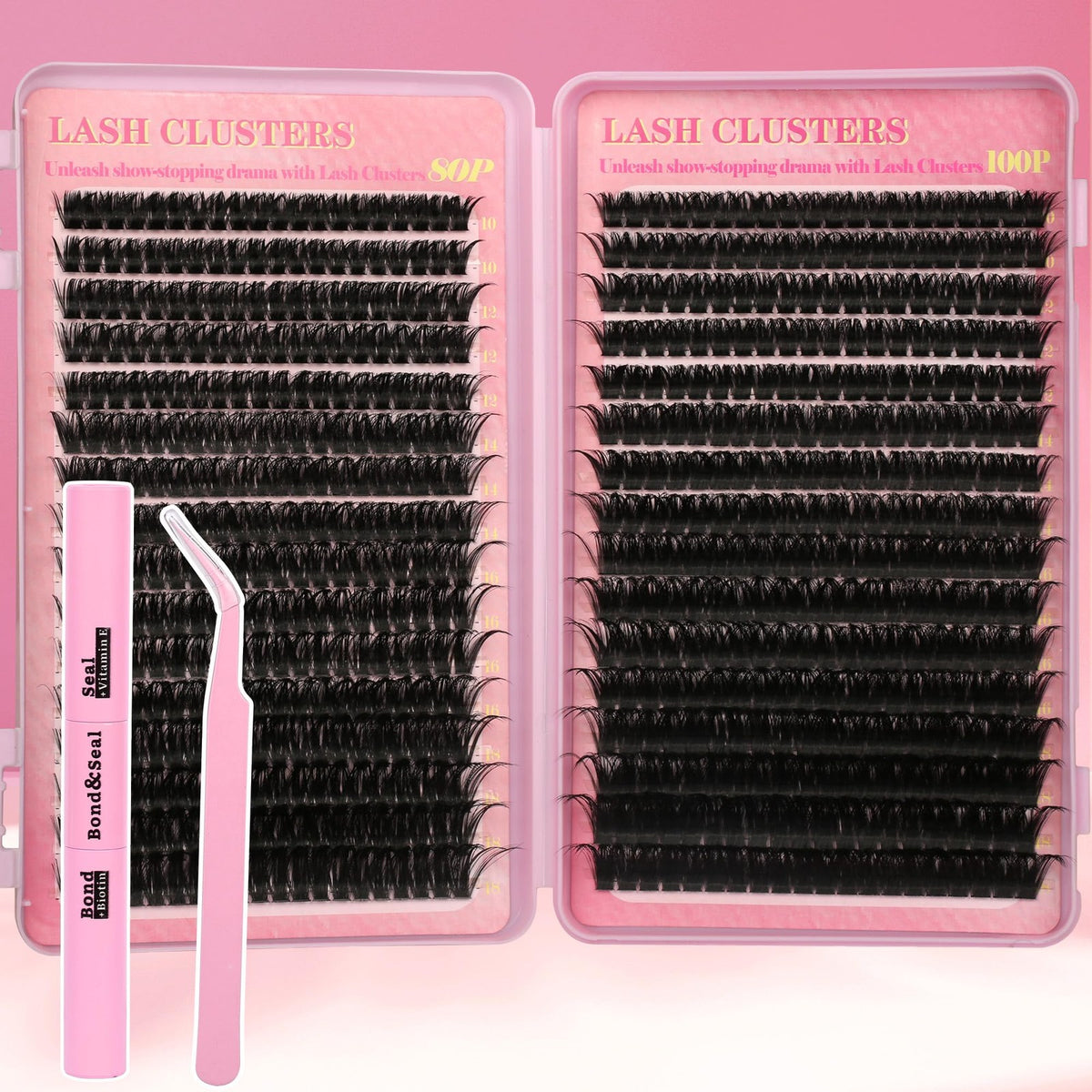 DIY Lash Extension Kit with 640 Clusters, Lash Bond & Seal, Tweezers