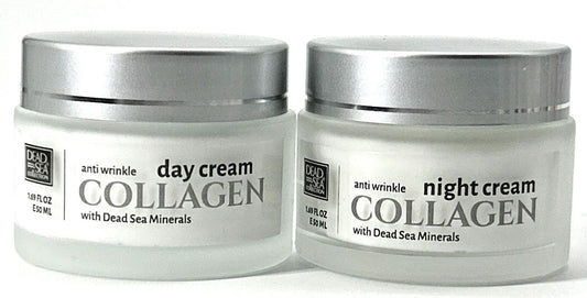 Dead Sea Collagen Anti-Aging Day and Night Cream Set - Firming Moisturizer Duo