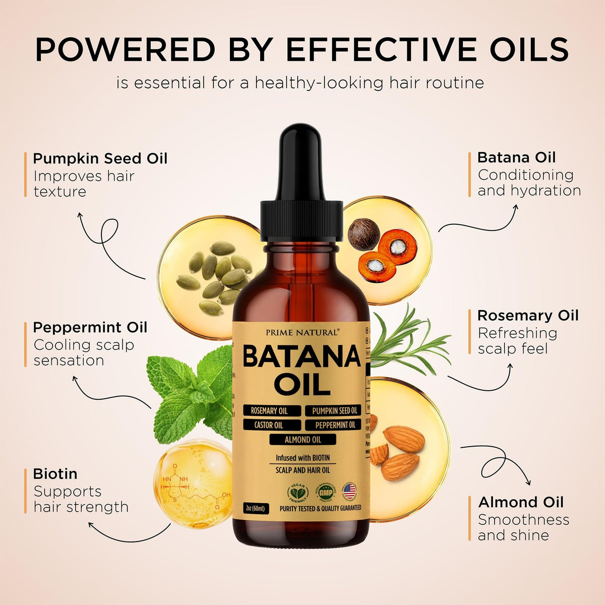 Natural Hair Oil with Batana, Rosemary & Pumpkin Seed - Nourishing 2oz