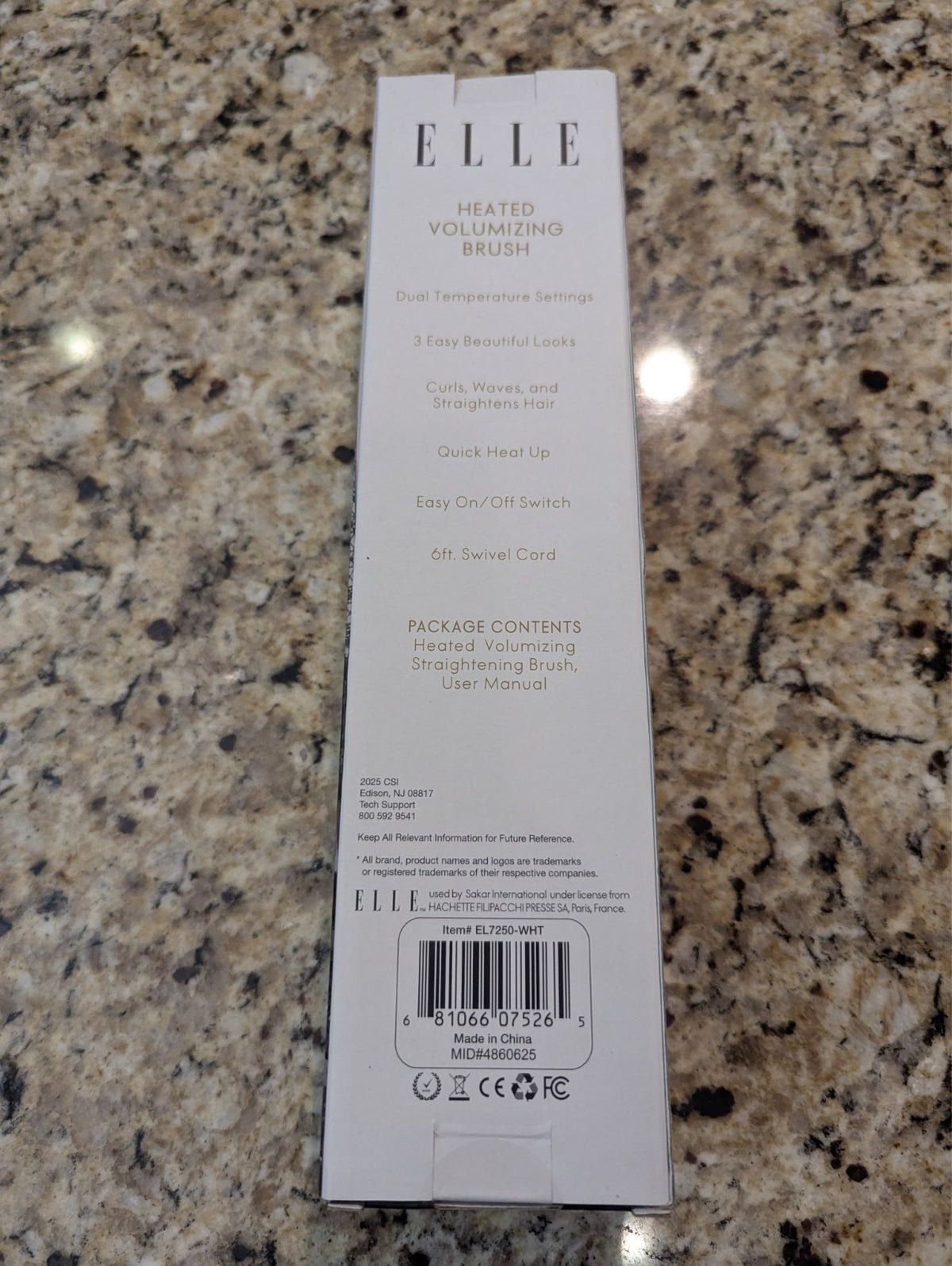 Elle Heated Volumizing Hair Brush with Dual Temperature Settings - White