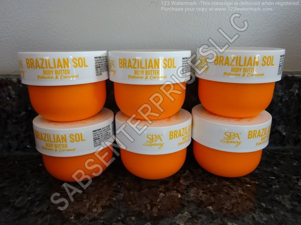 Spa Luxury Brazilian Sol Body Butter - Pistachio & Caramel, 6 oz (6-Pack)