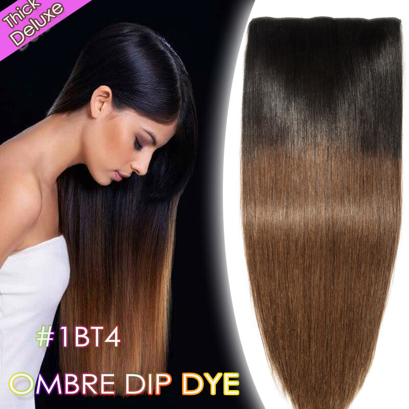 Double Weft Clip-In Hair Extensions 100% Remy Human Hair Thick Full Head