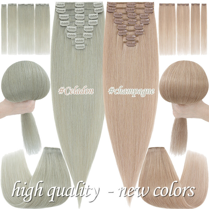 Clip In Hair Extensions 100% Human Remy Full Head Set Multiple Lengths & Colors