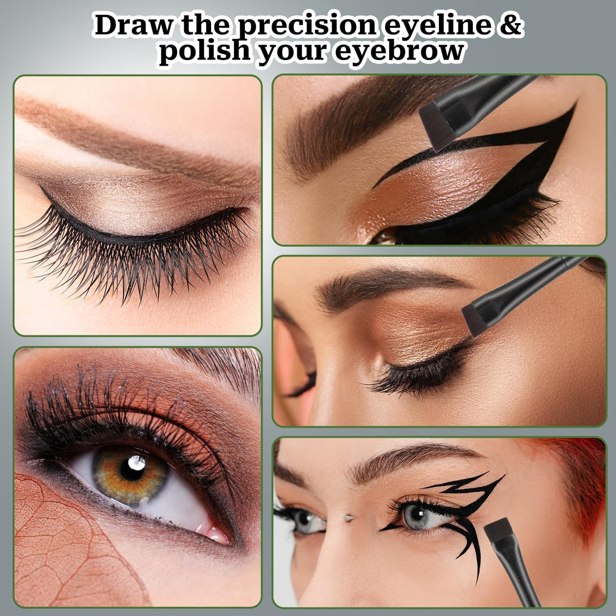 Angled Eyeliner & Brow Brush Set - Precise Makeup Tools for Eyes & Brows