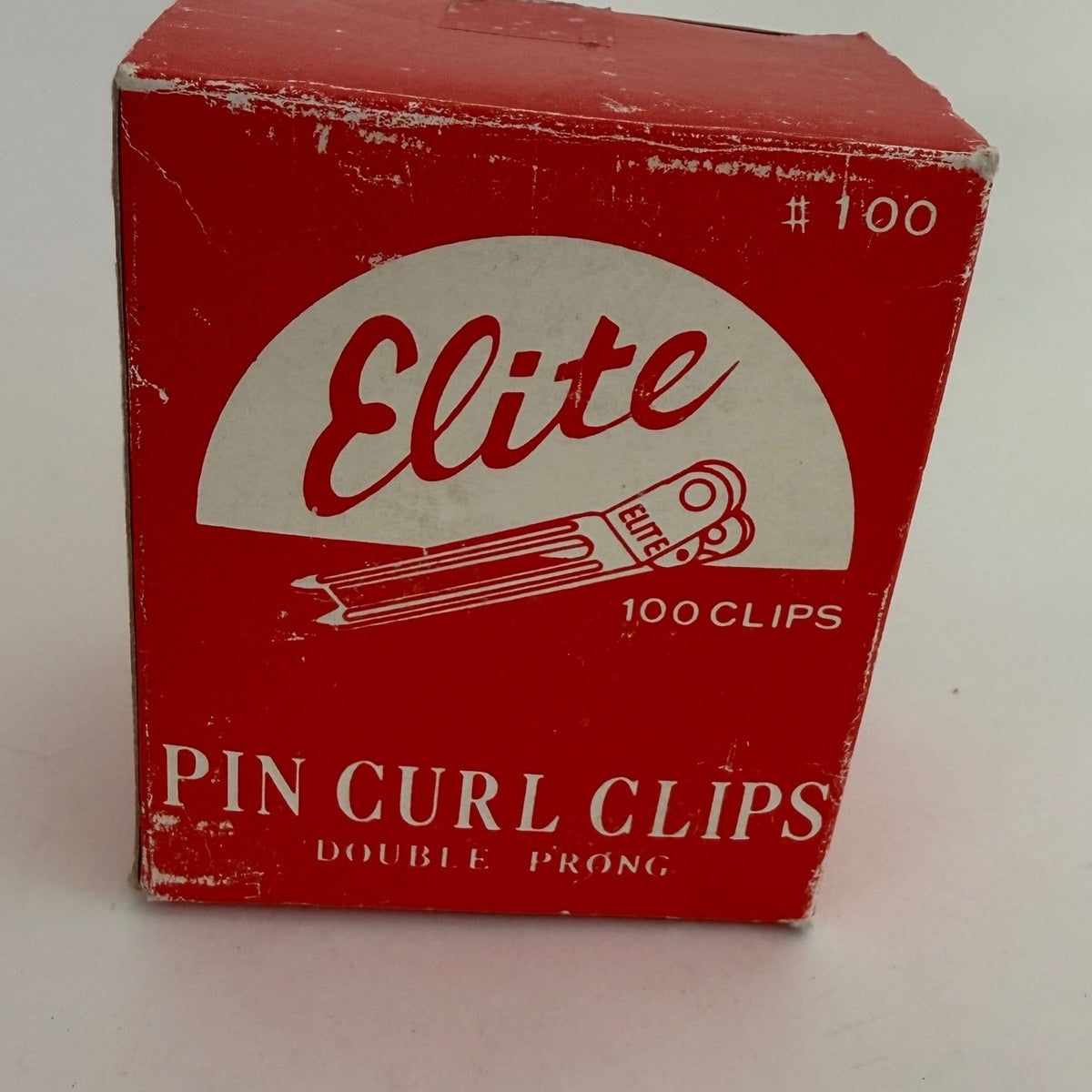 Vintage Elite Pin Curl Clips Double Prong #100 Original Box Hair