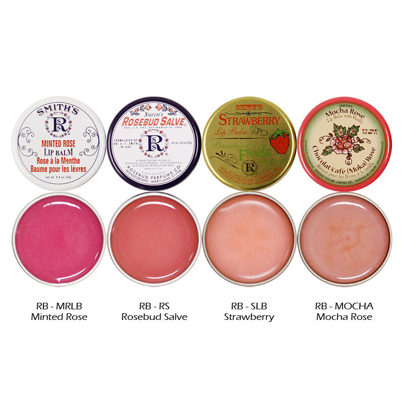 Rosebud Lip Balm Set - Assorted Scents in Tin 0.8 oz