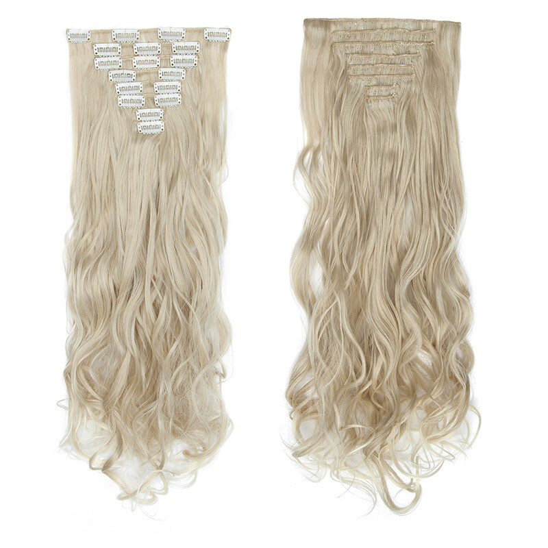 Clip-In Hair Extensions Full Head Ombre Highlight Synthetic Thick Hair 8-24 Inches
