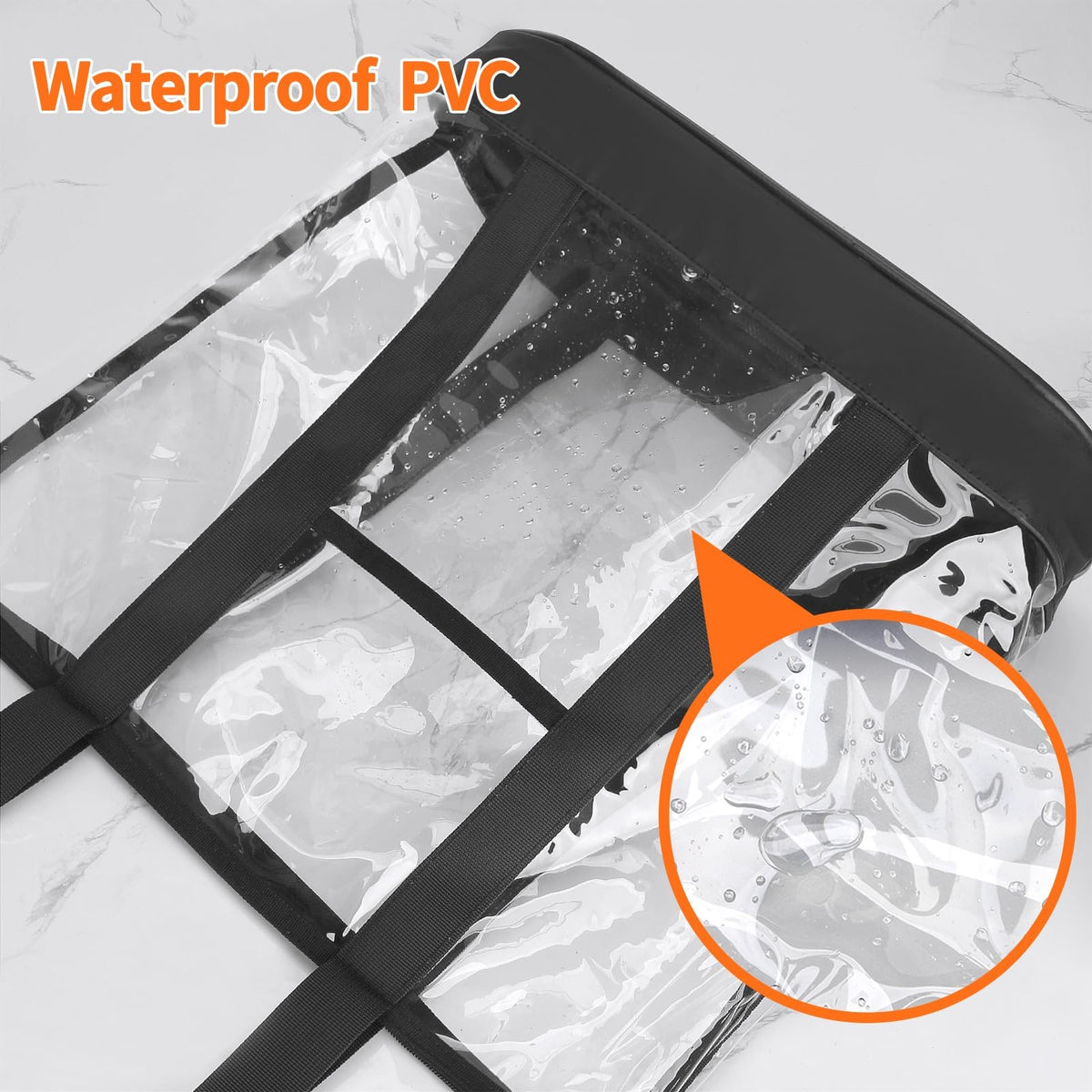 Large Waterproof Clear Makeup Travel Bag PVC Tote with Handles