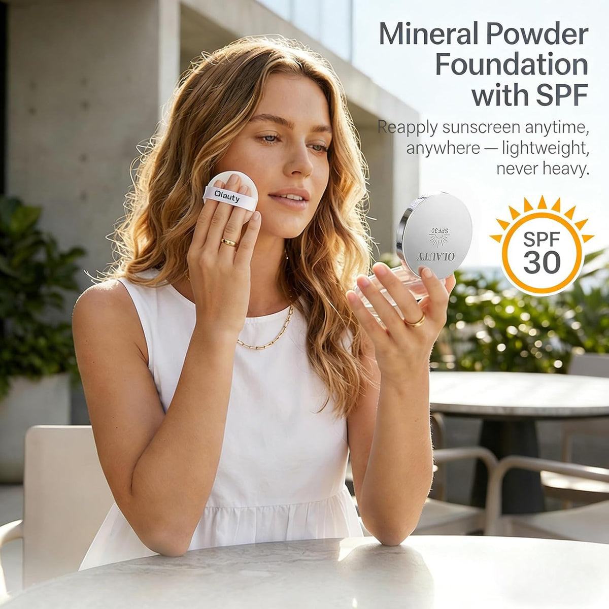 Mineral Powder Foundation with SPF 30, 4-in-1 Sun Protection Face Powder - Light to Medium Coverage