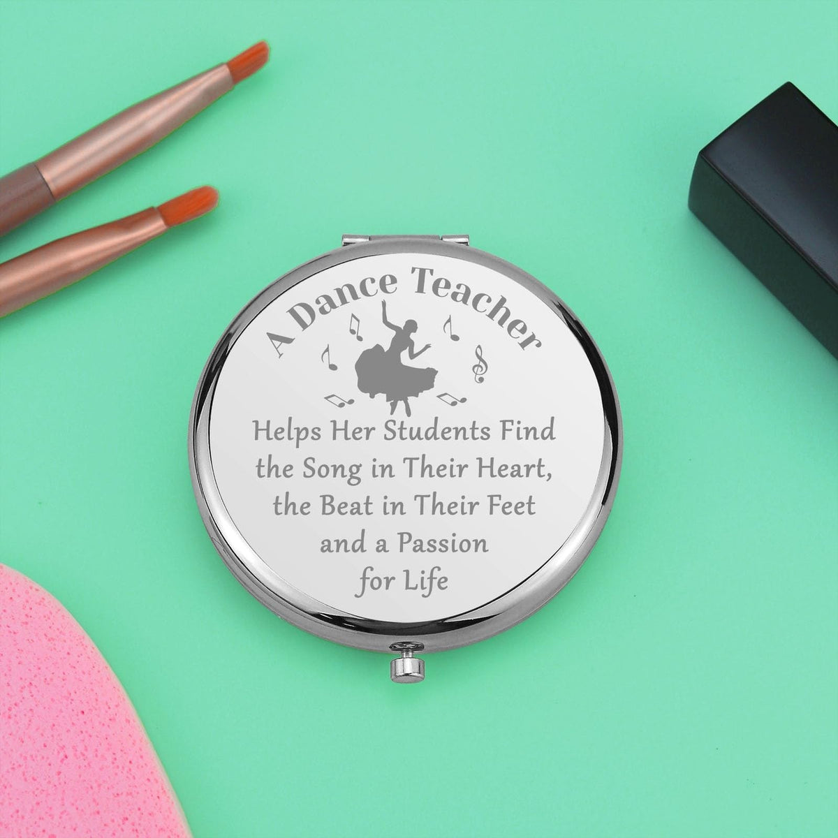 Portable Silver Makeup Mirror for Dance Teachers - Gift for Her