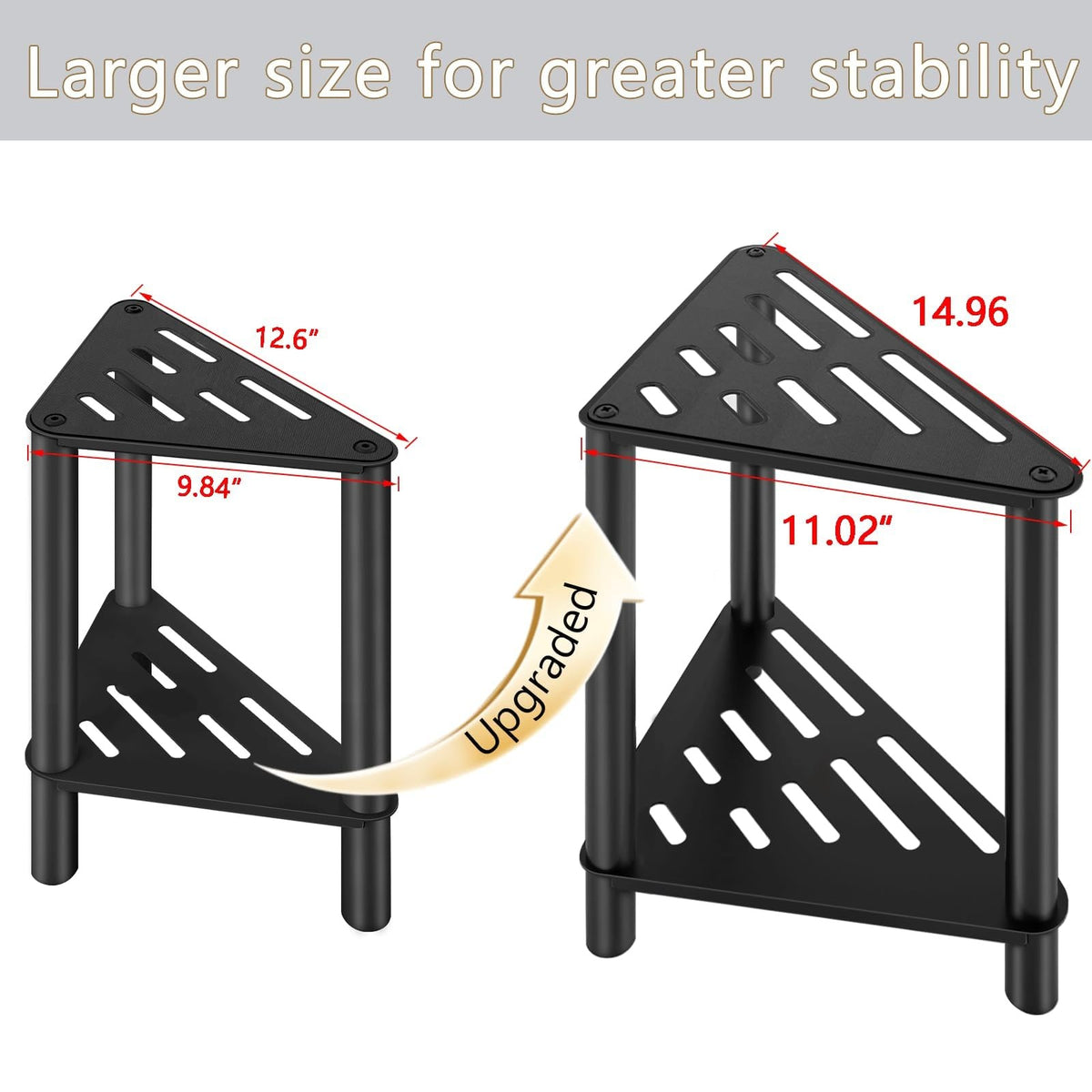 Corner Shower Foot Rest Stool with Storage, Anti-Slip, Black Triangle