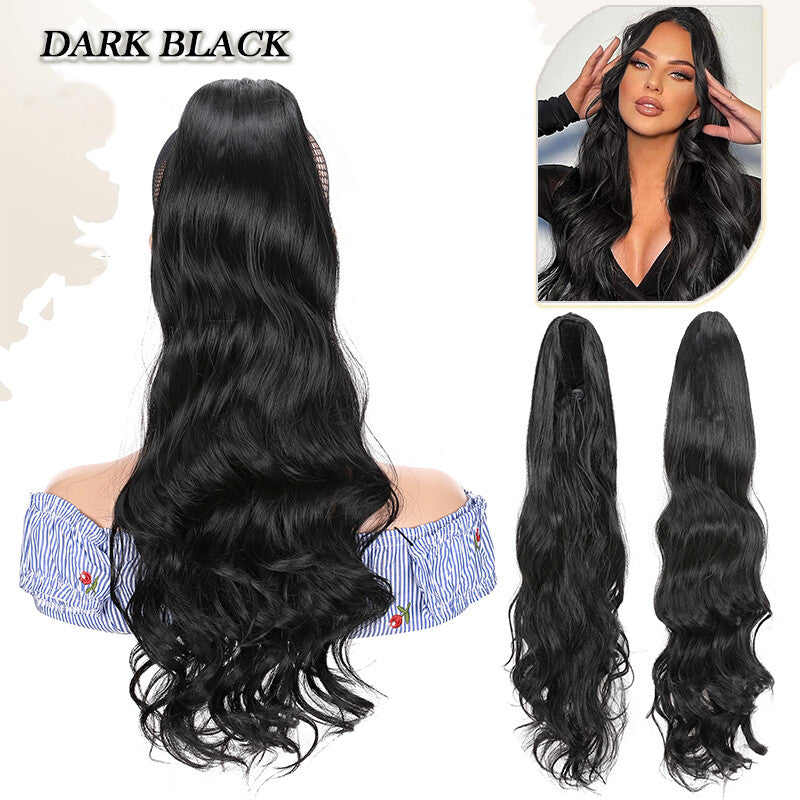 Drawstring Ponytail Hair Extension with Layered Wavy Texture - Thick & Natural-Looking