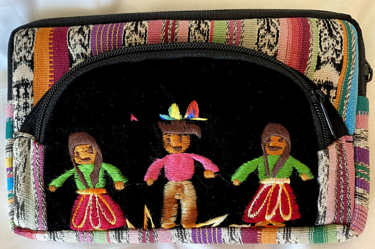 Guatemala Hand Made Huipil Wallet Case – Cotton Boho Zipper Pockets