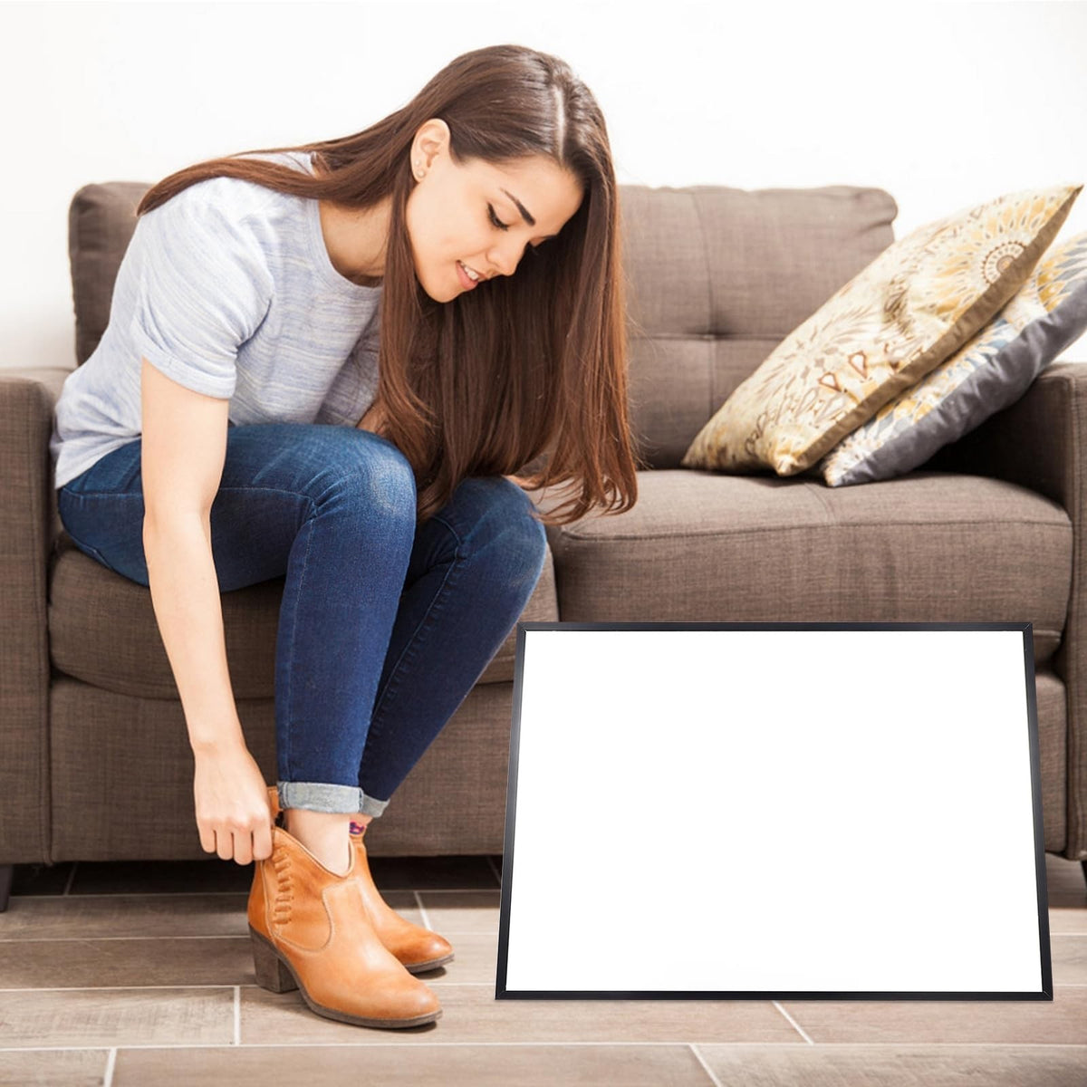 Floor Mirror for Shoes - Compact 24x36 Full Length Standing Mirror