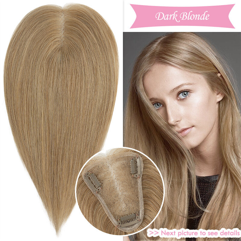 Remy Human Hair Topper Clip-In Lace Base Hairpiece for Women - Multiple Variants