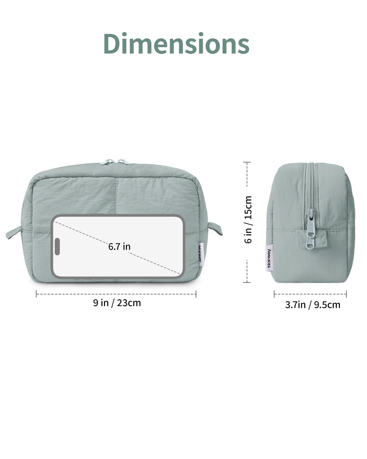 Travel Makeup Bag for Women Puffy Padded Cosmetic Organizer - Green
