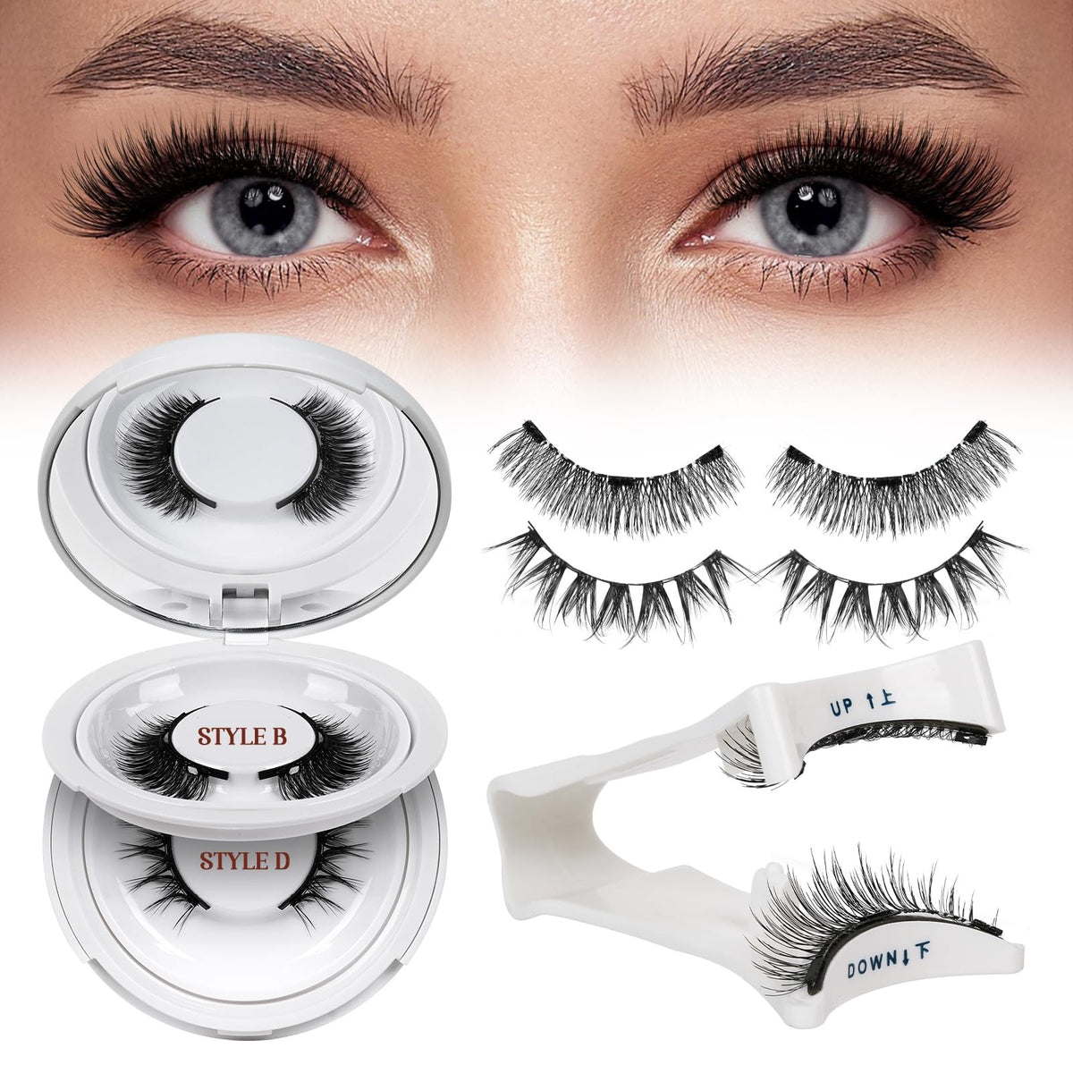 Magnetic Eyelashes Kit Reusable 2 Pairs No Glue Natural Look Easy to Apply