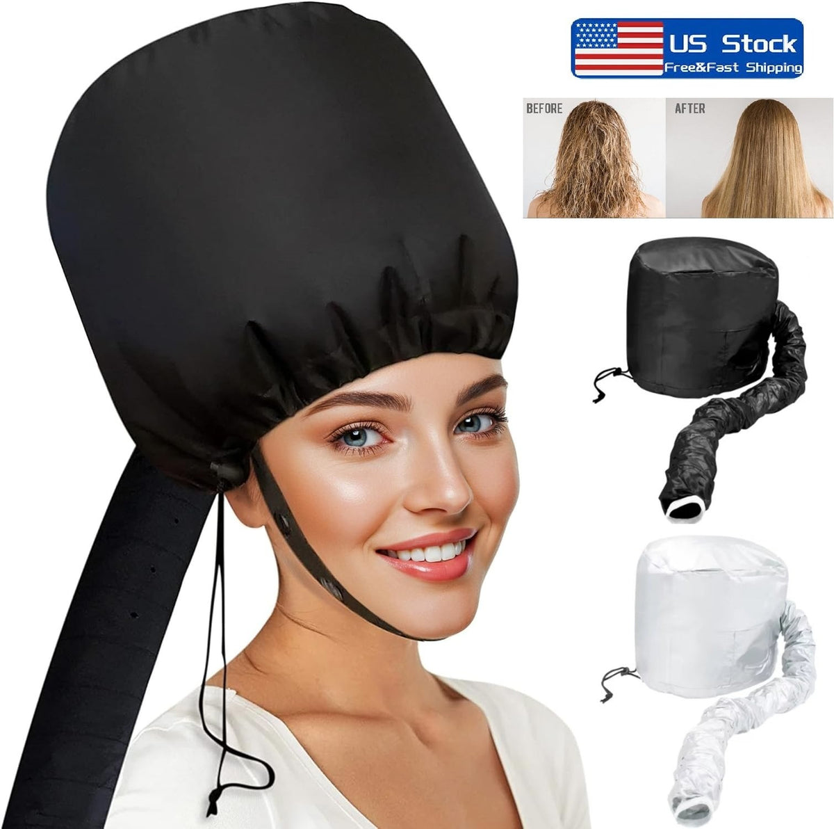 Professional Soft Bonnet Hair Dryer Cap for Home & Travel, Adjustable Fit