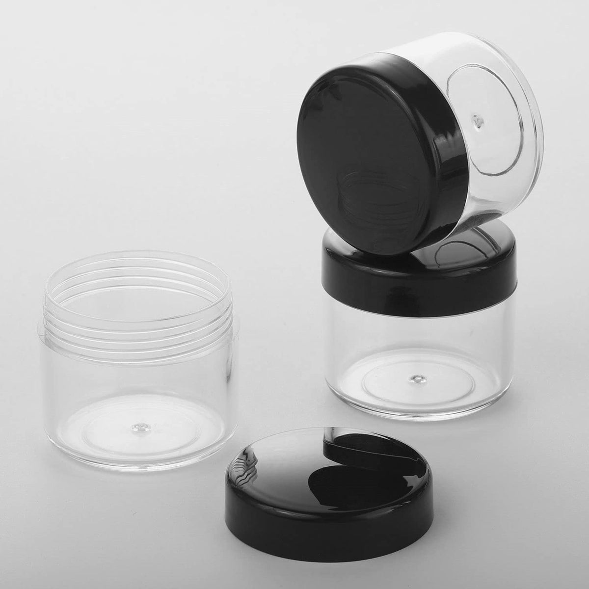Refillable Cosmetic Containers with Lids - 20g Black Sample Jars, 100 pcs