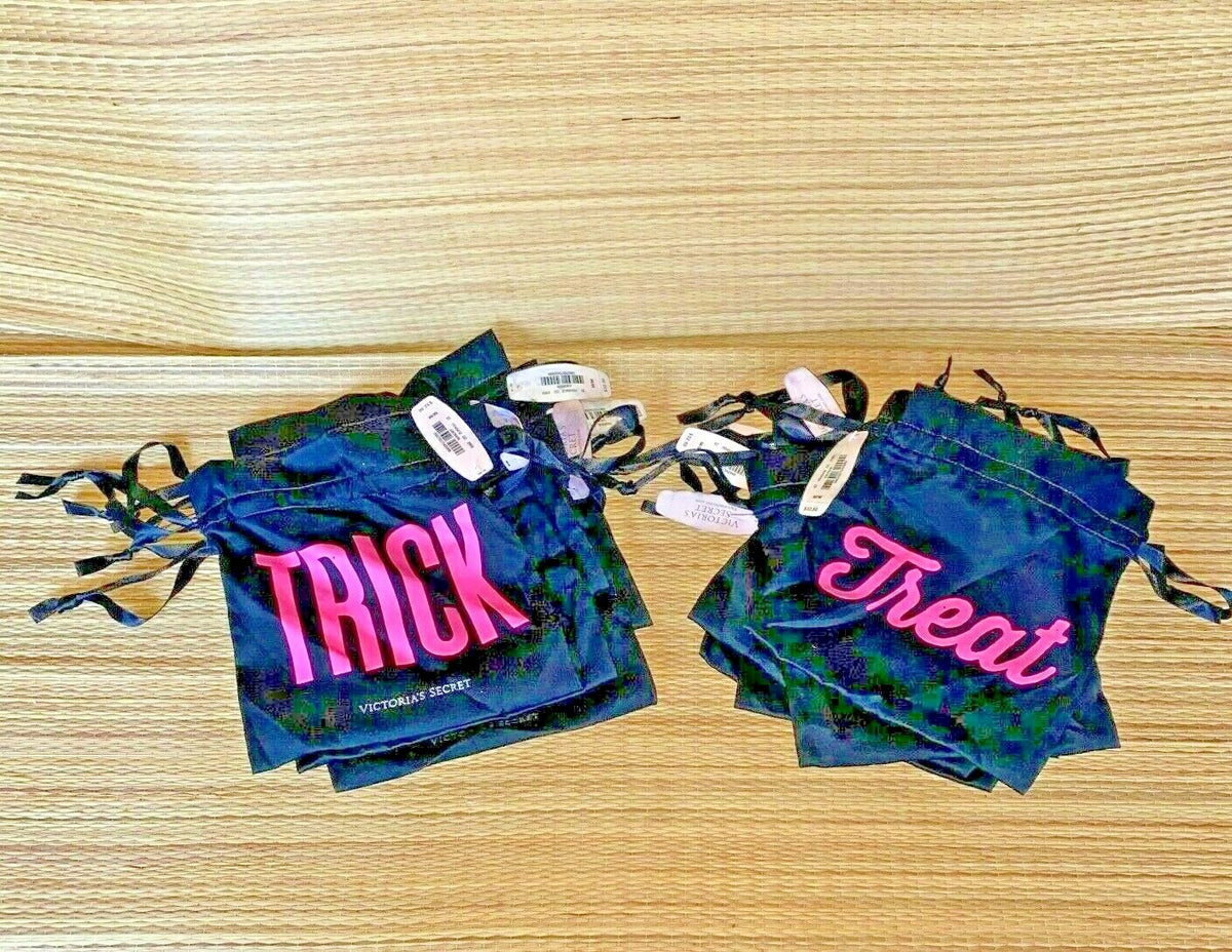 Victoria's Secret Trick or Treat Gift Bags - Black Drawstring Halloween Bags, 5x6 Inches, Pack of 35