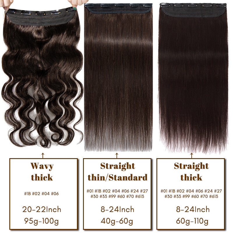 Remy Human Hair Extensions - Clip-In Full Head Set, 3/4 Thickness, 10-40 Inches