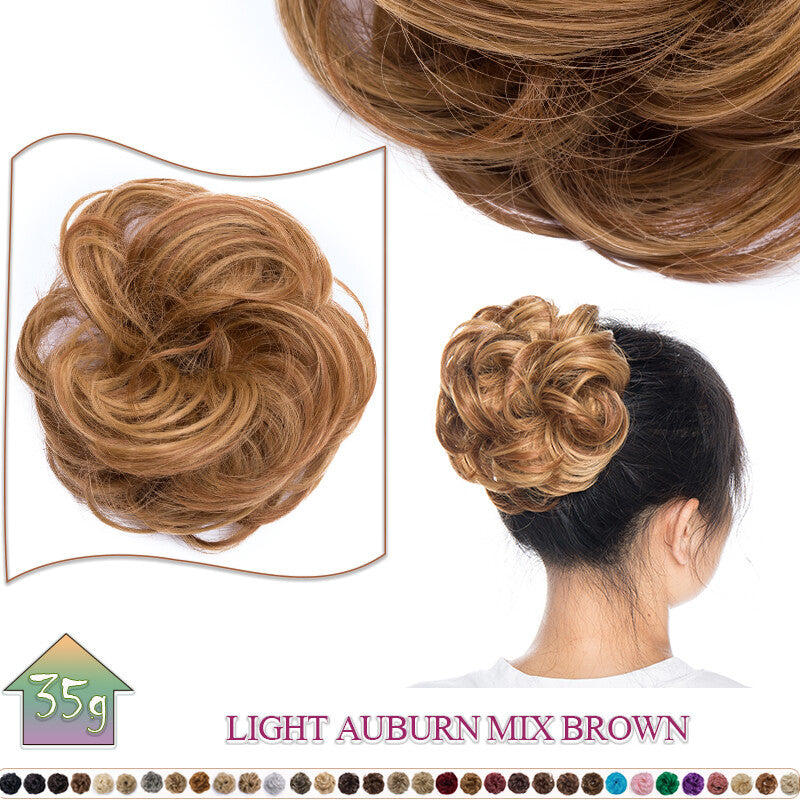 Curly Messy Bun Hair Extension Scrunchie Natural Updo Thick Human Hair