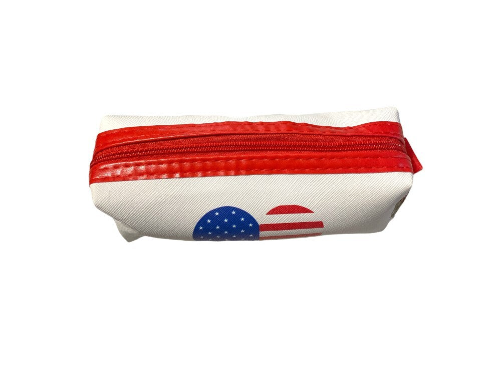 6-Inch USA Theme Red Zipper Bag with Key Ring