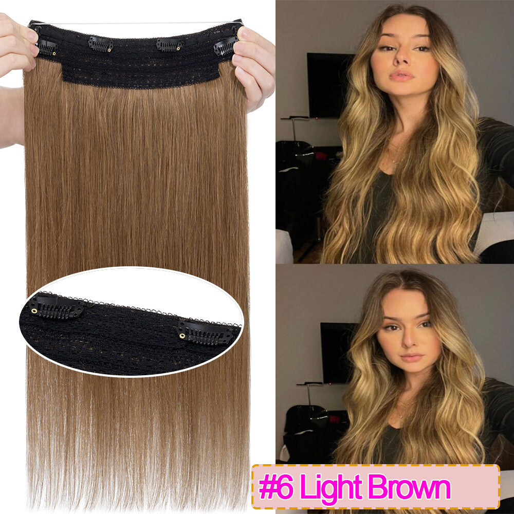 Invisible Wire Clip-In Hair Extensions - 100% Remy Human Hair, Easy to Wear