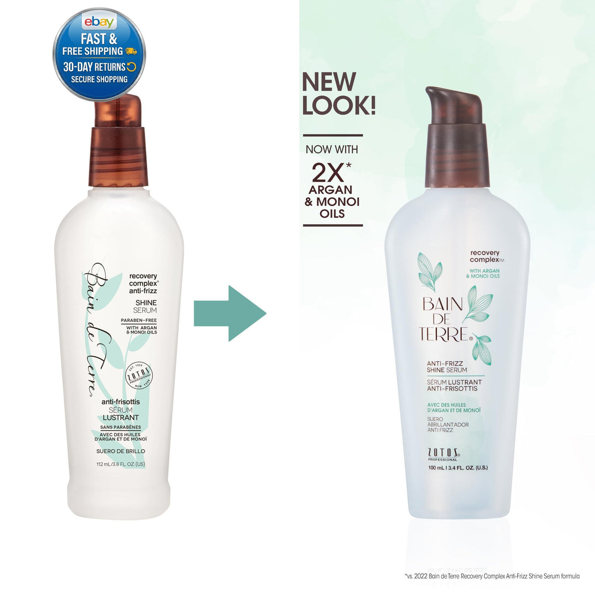Anti-Frizz Hair Serum with Argan & Monoi Oils - Silky Shine, 3.4 Fl Oz
