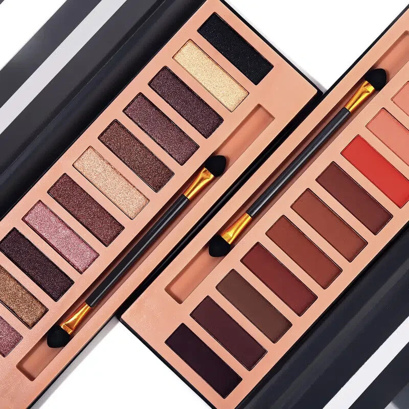 12-Color Matte Eyeshadow Palette with Brush - Eye Makeup Kit