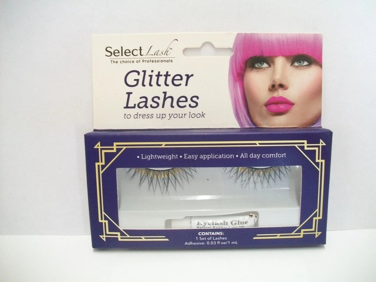 Select Lash Glitter Lashes G02 Black and Gold - False Eyelash Extensions