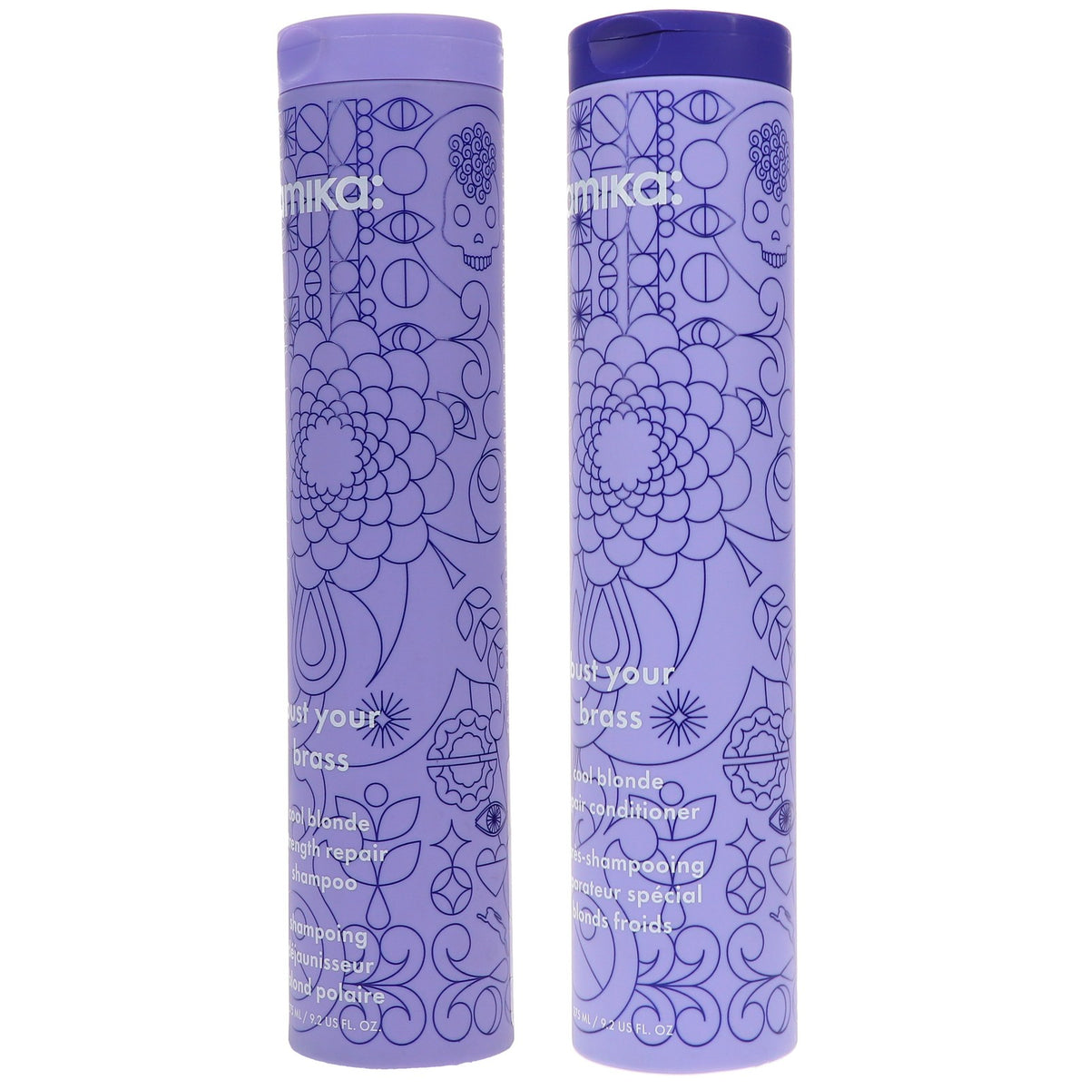 Blonde Hair Purple Shampoo & Conditioner Set - Amika Bust Your Brass 9.2 oz