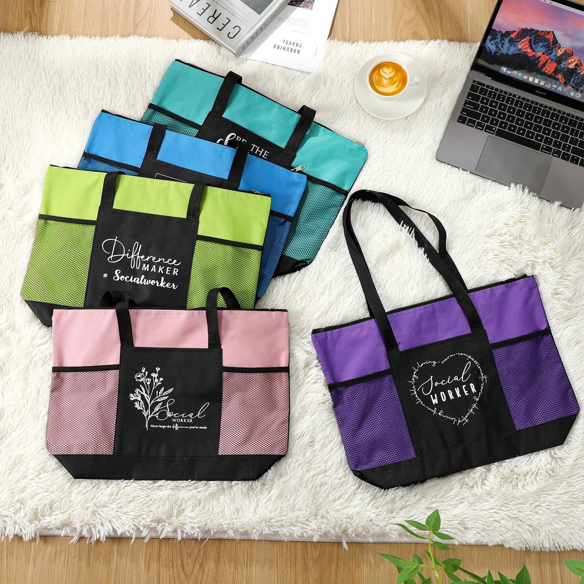 Social Worker Appreciation Gifts Tote Bag Bulk - Inspirational Oxford Cloth Bag Set