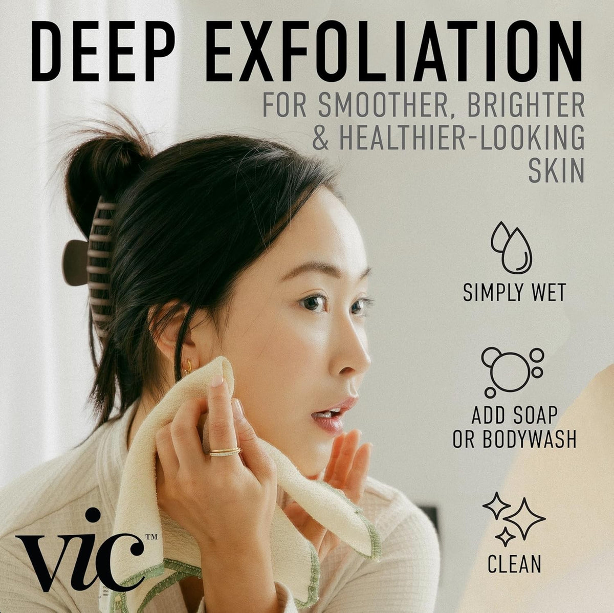 Deep Exfoliating Face & Body Washcloth - Organic Cotton, Reusable & Durable