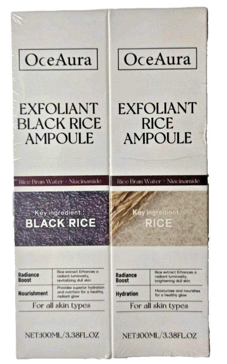 OceAura 2 Pack Exfoliant Black Rice Ampoule & 3.38oz Each