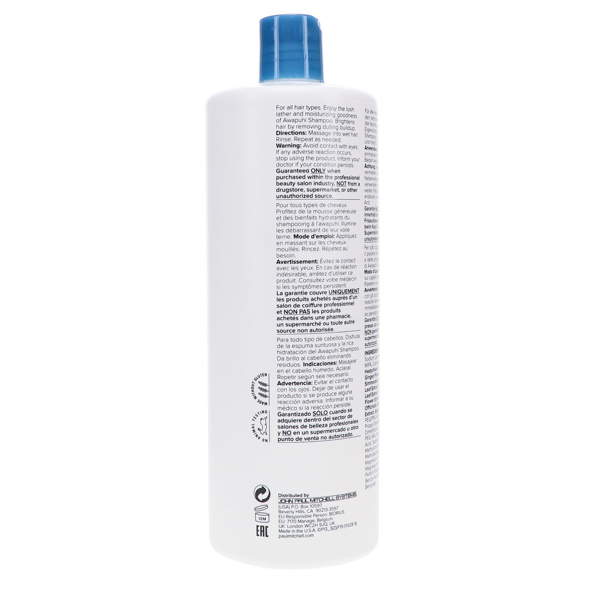 Moisturizing Hair Shampoo 33.8 oz with Awapuhi & Keratin for Damaged Hair
