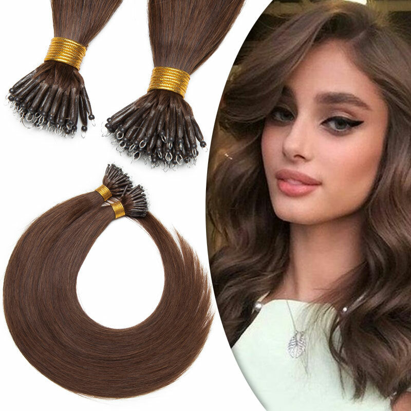 Nano Loop Human Hair Extensions Micro Beads Thick Real Remy Hair 16-22in