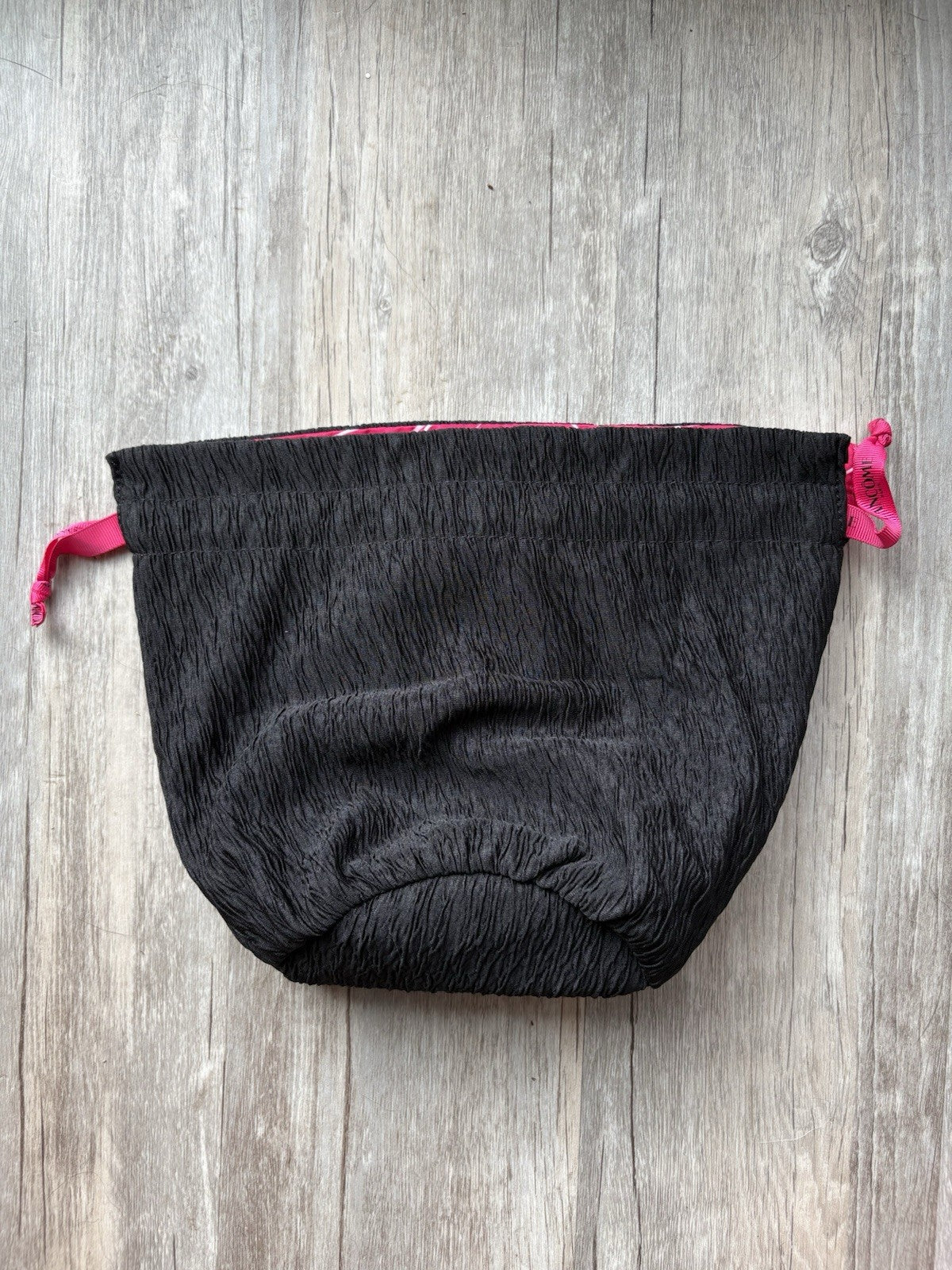 Lancôme Fuchsia & Black Drawstring Makeup Pouch - Cosmetic Bag