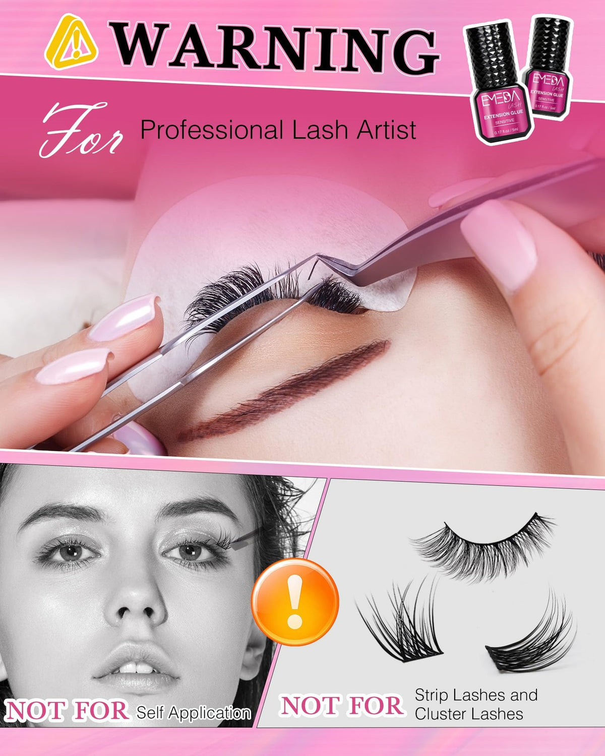 Eyelash Extension Glue - Sensitive, Extra Strong Hold, 8 Weeks, 1 Sec Dry