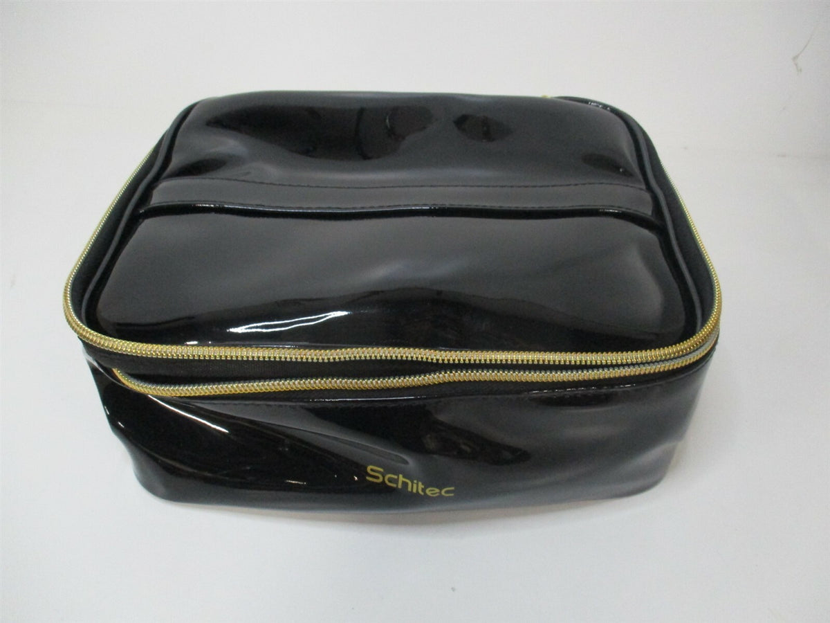 Waterproof Makeup Organizer Case with Dividers - Portable Black PU Leather
