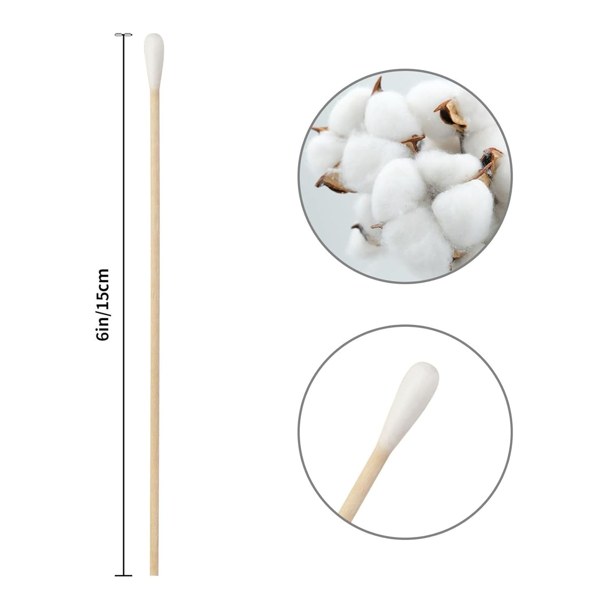 Long Cotton Swabs for Makeup & Cleaning - 300PCS Wooden Tips