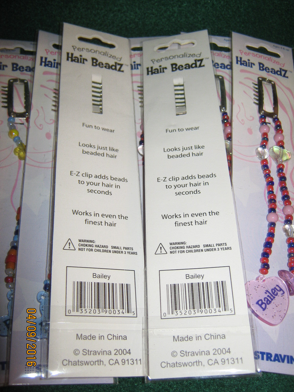 (20) Hair Beads "BAILEY" PINK&BLUE Stravina / Beadz Children 4& Up