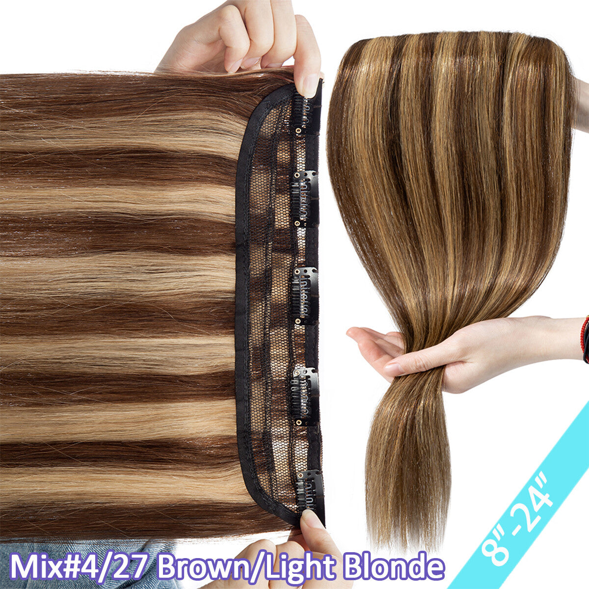 Women Clip-In Remy Human Hair Extensions Full Head Straight Ombre - Multiple Colors & Lengths